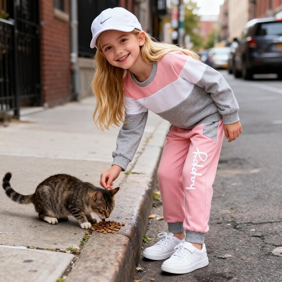 Kids Toddler Girl Clothes Heart Letter Print Long-sleeved round collar top+Lette - Picture 3 of 8